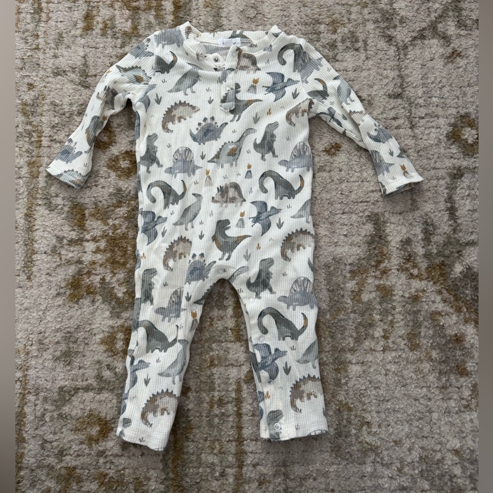 Angel Dear Gray Dinosaur Print Kids Footie